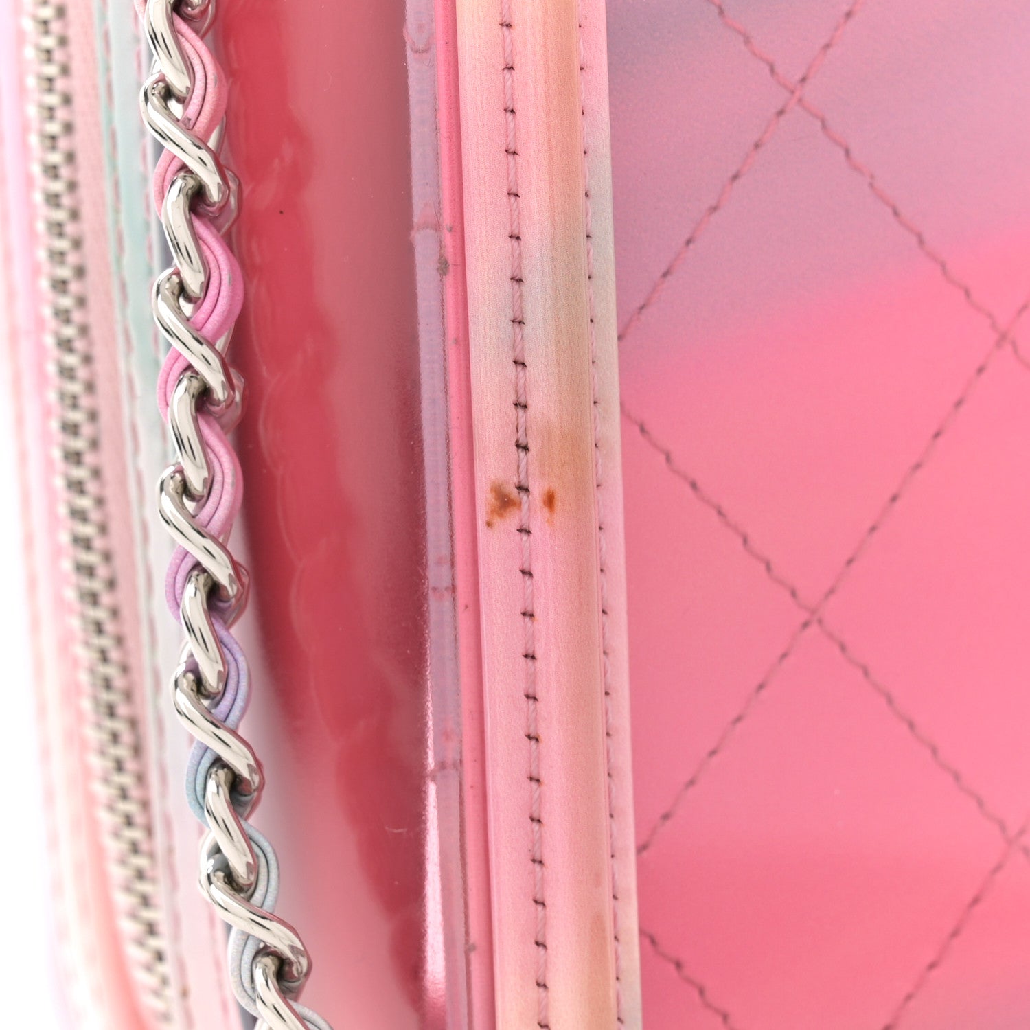 PVC Patent Calfskin Patent Lambskin Vertical Vanity Case Pink