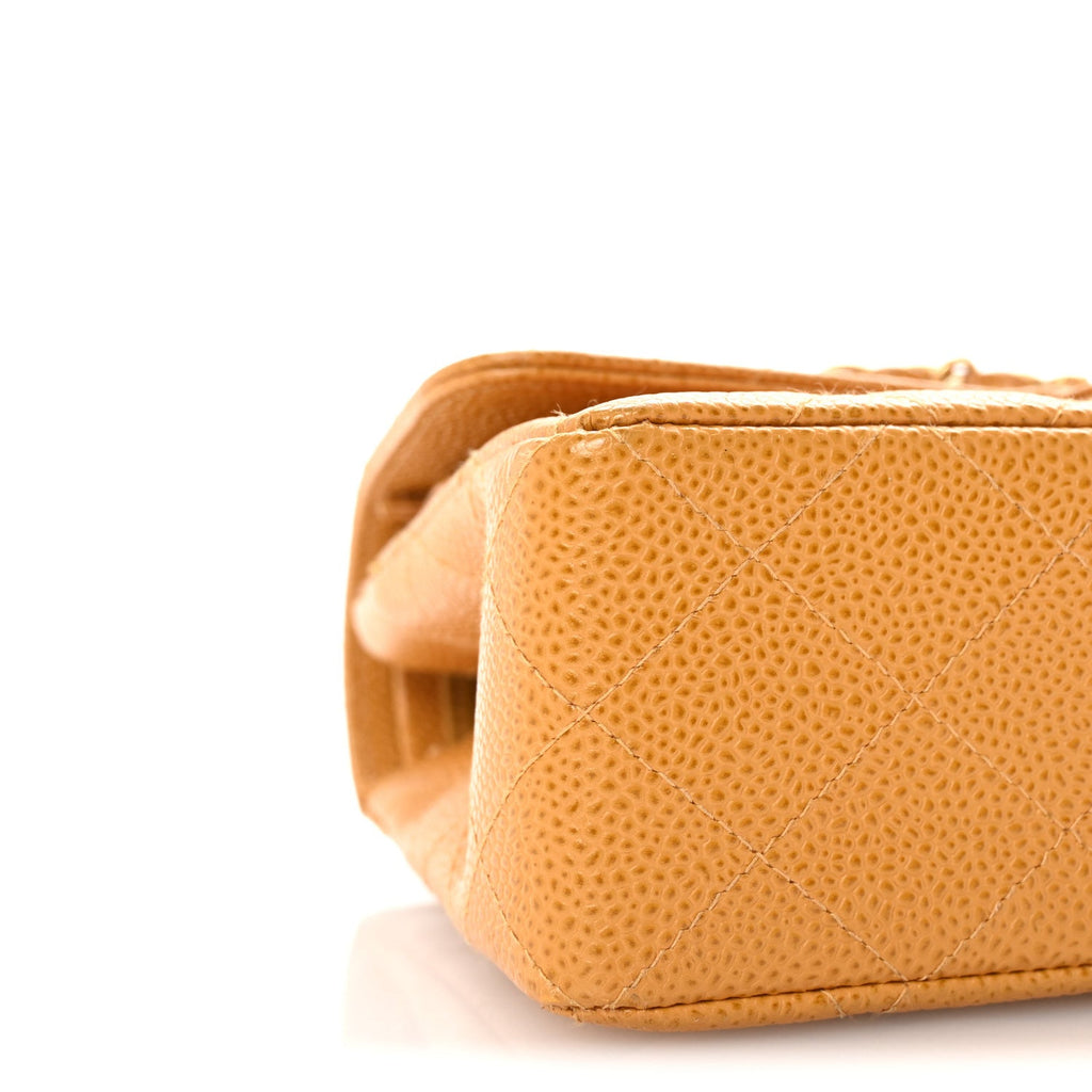 Caviar Quilted Small Double Flap Yellow