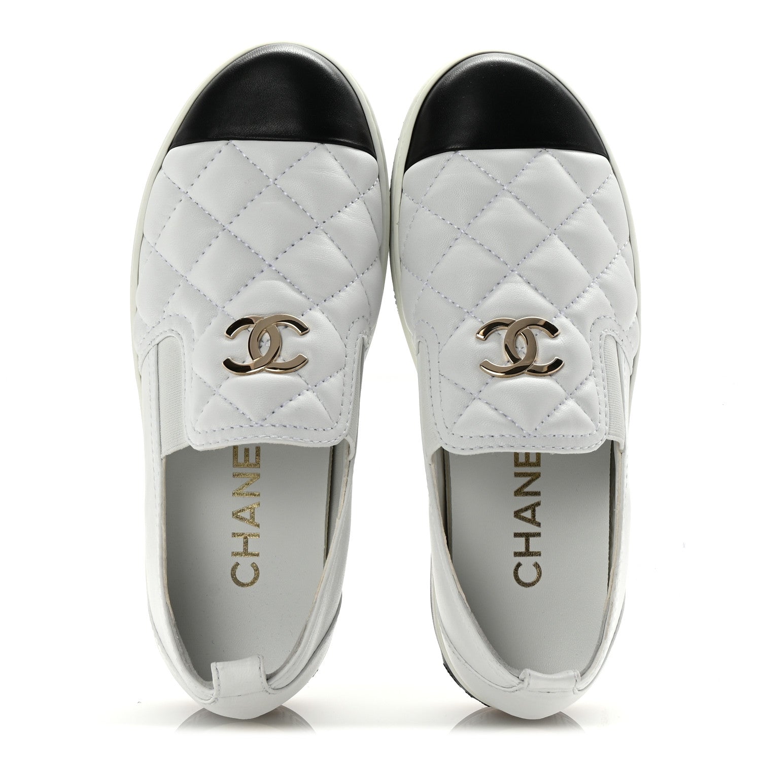 Lambskin Quilted Womens CC Stroll Sneakers 38 White