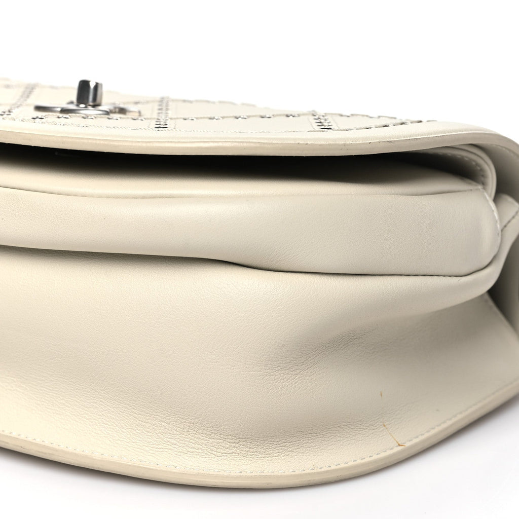 Calfskin Coco Eyelets Small Flap Bag Ivory
