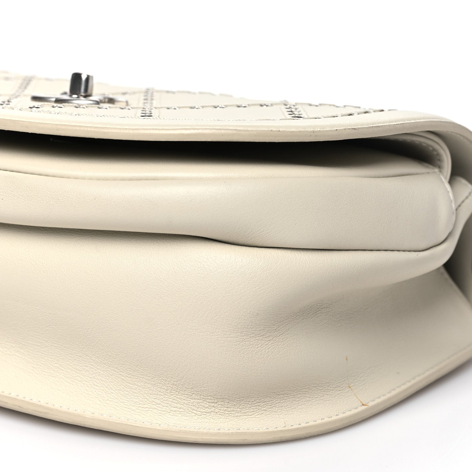 Calfskin Coco Eyelets Small Flap Bag Ivory