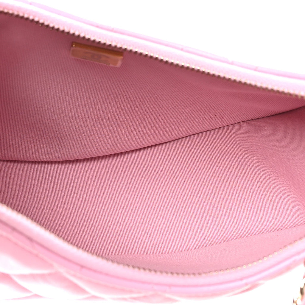 Lambskin Quilted Small Hobo Bag Pink