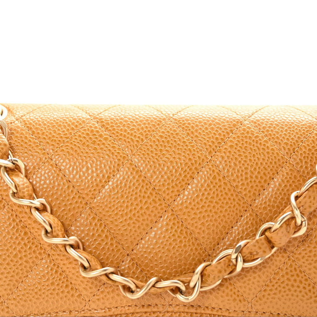 Caviar Quilted Small Double Flap Yellow