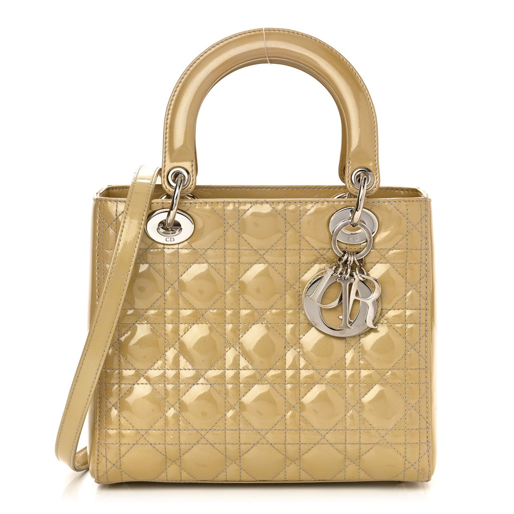 Patent Cannage Medium Lady Dior Grey
