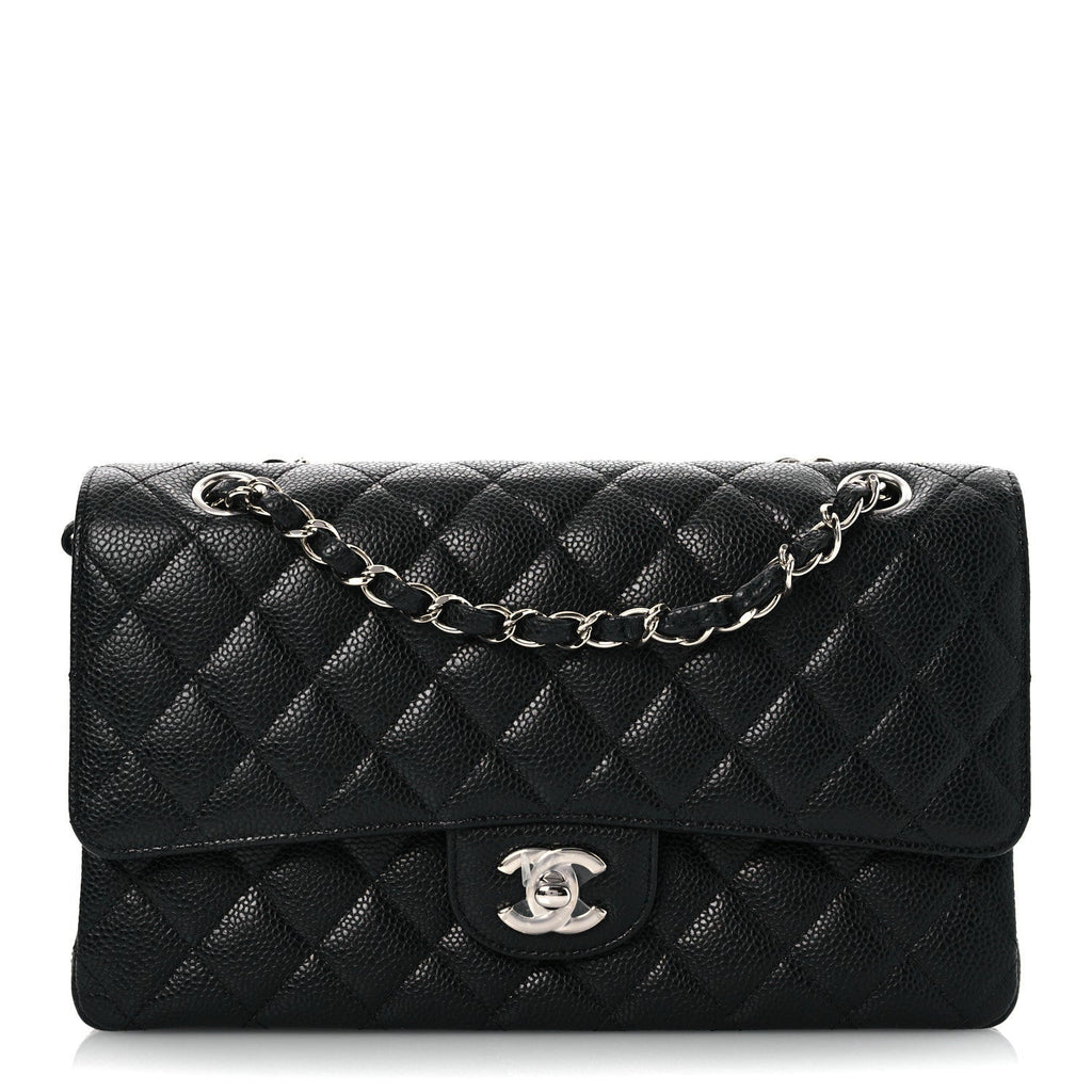 Caviar Quilted Medium Double Flap Black