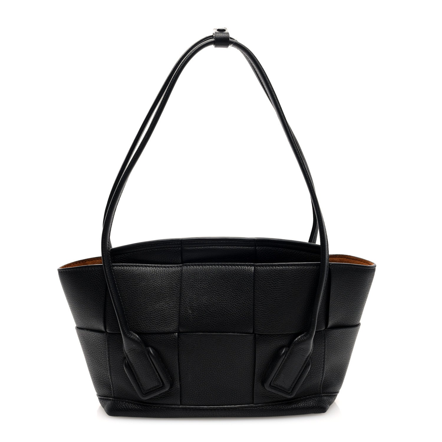 Grained Calfskin Maxi Intrecciato Small Arco Black