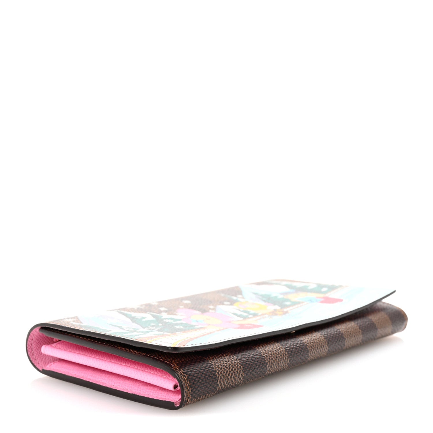 Damier Ebene 2023 Christmas Animation Ice Skating Sarah Wallet Pink
