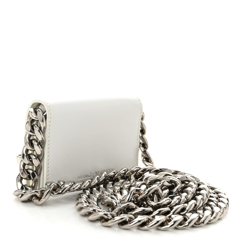 Smooth Calfskin Micro The Four Ring Knuckle Chain Shoulder Bag White
