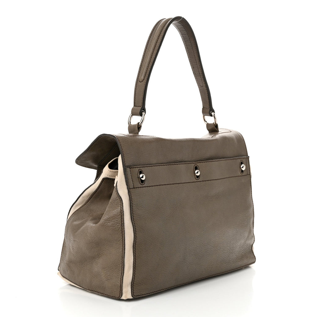 Calfskin Canvas Medium Muse Two Grey