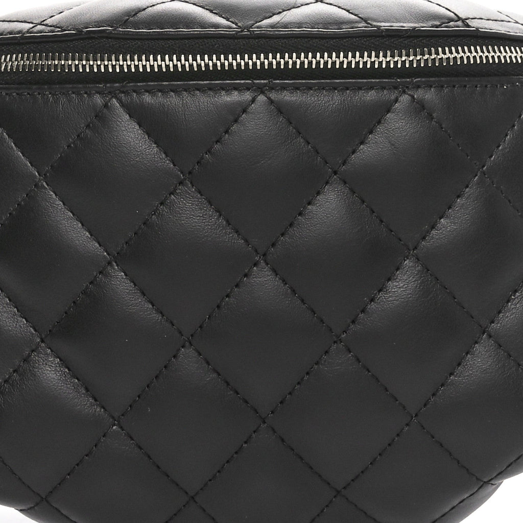 Calfskin Quilted Waist Belt Bag Black