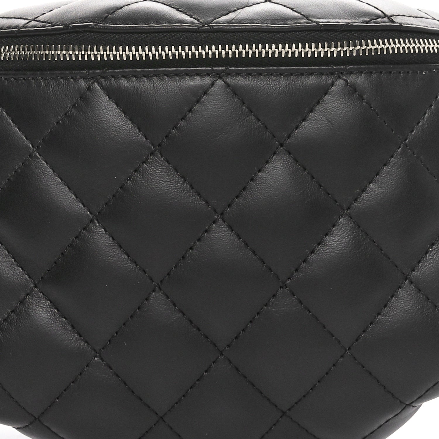 Calfskin Quilted Waist Belt Bag Black