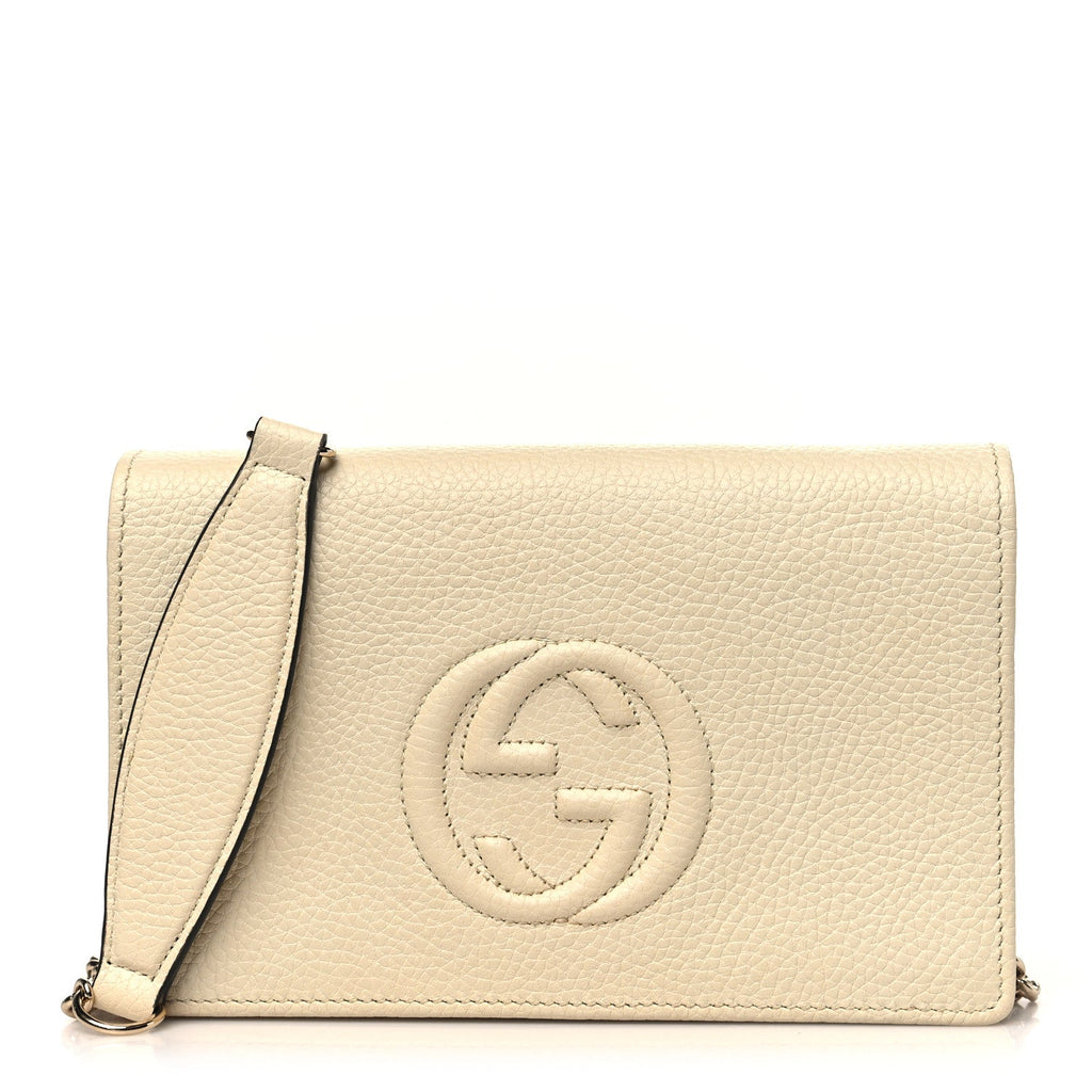 Pebbled Calfskin Soho Wallet on Chain Ivoire