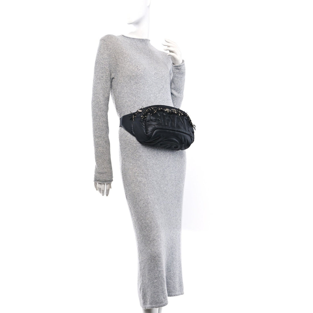 Nylon Tweed Coco Neige Belt Bag Black