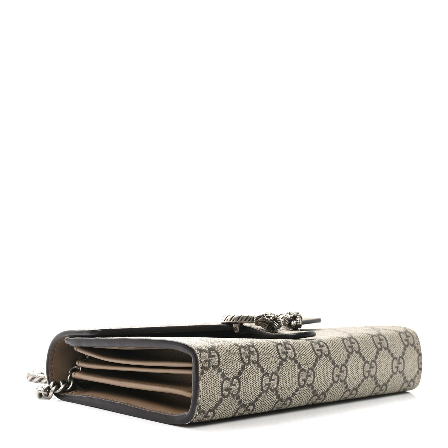 GG Supreme Monogram Mini Dionysus Chain Wallet Beige Taupe