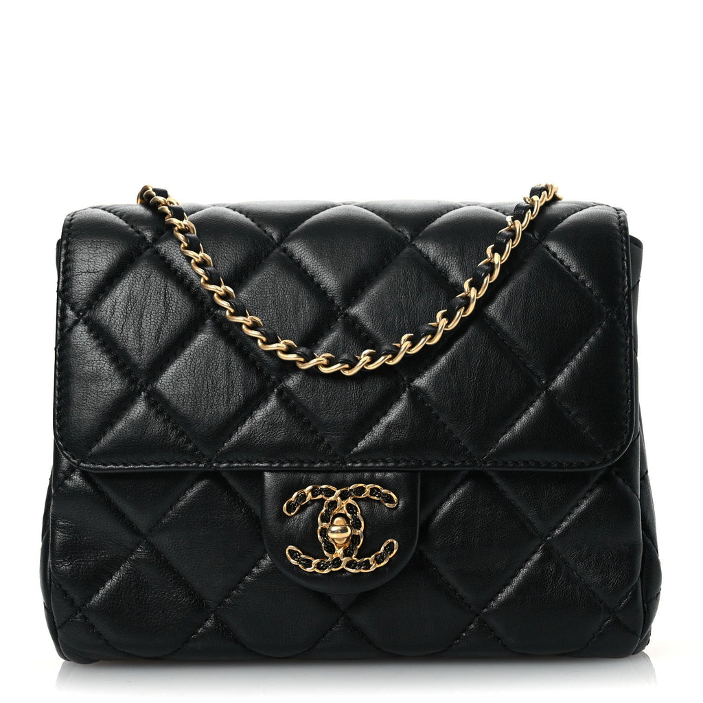 Lambskin Quilted Chanel Square Flap Black