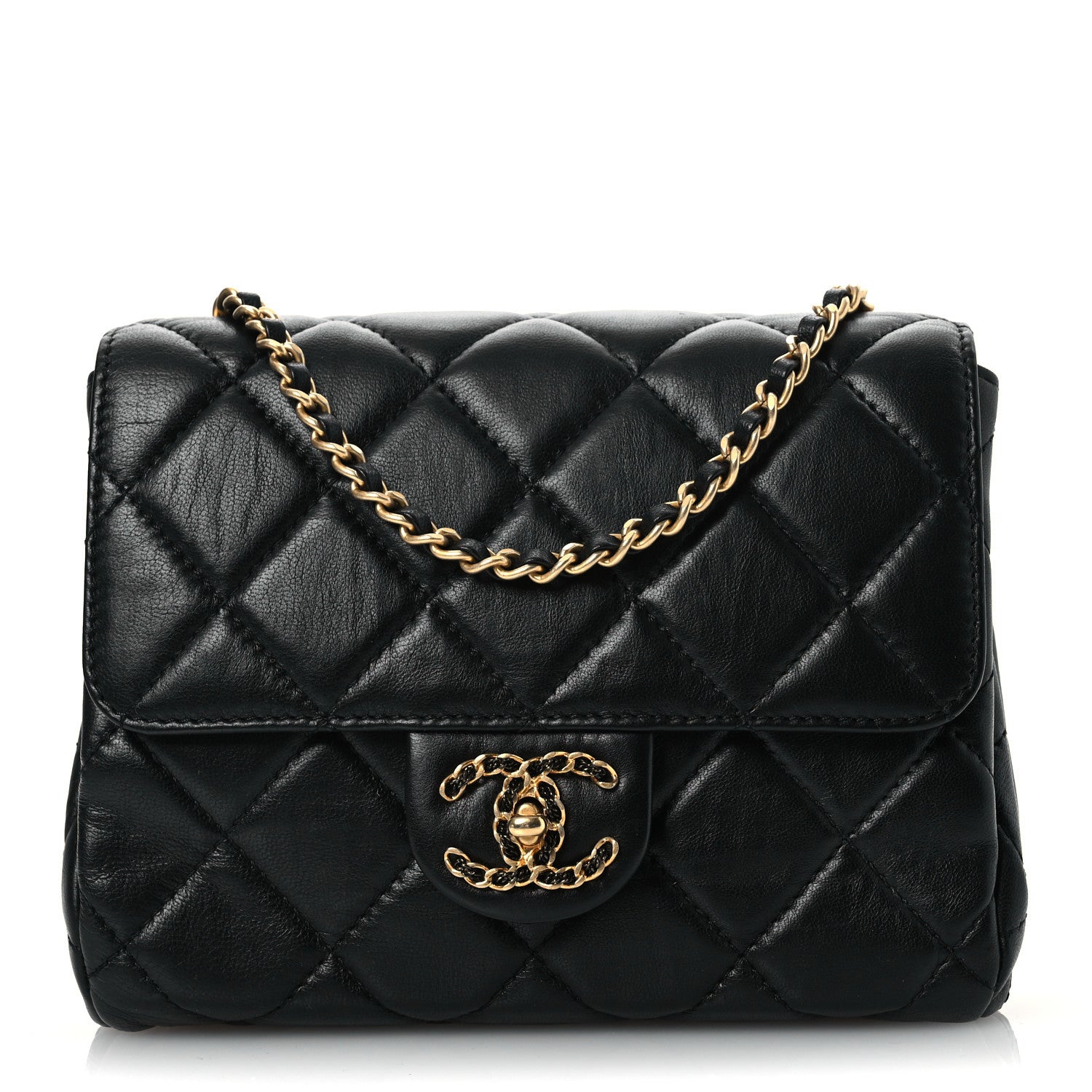 Lambskin Quilted Chanel Square Flap Black