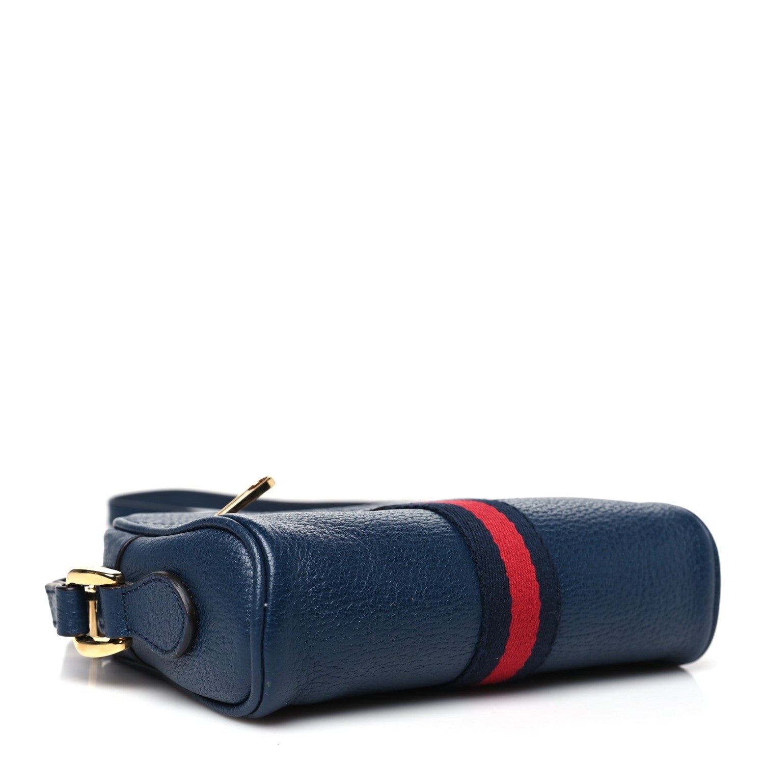 Textured Calfskin Web Mini Ophidia Shoulder Bag Blue Agata