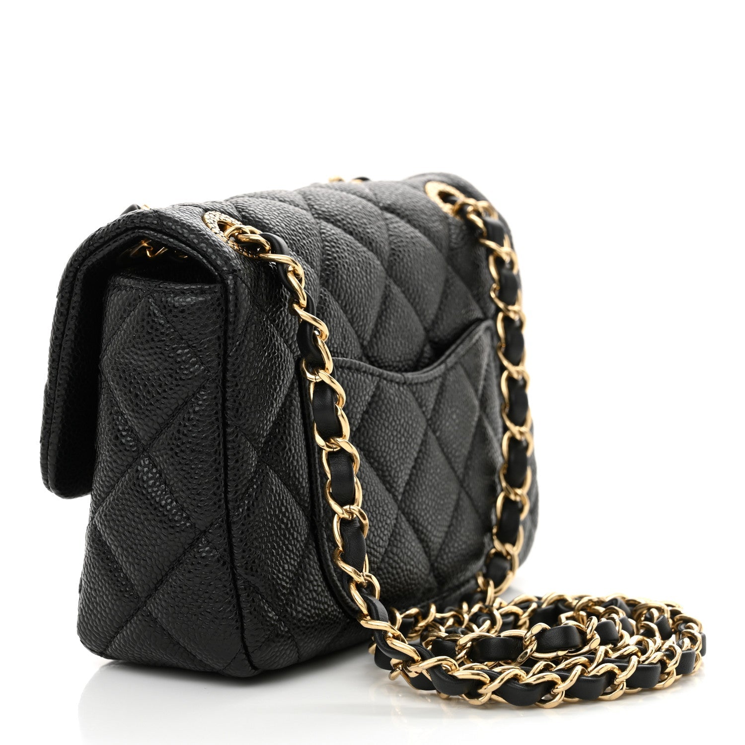 Grained Lambskin Quilted Mini Flap Black