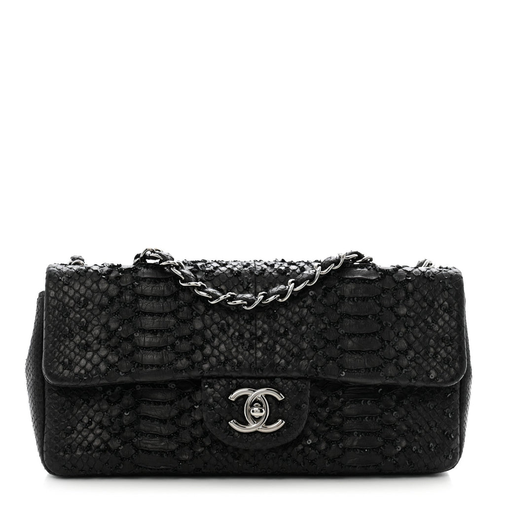 Metallic Snakeskin Sequin Flap Black