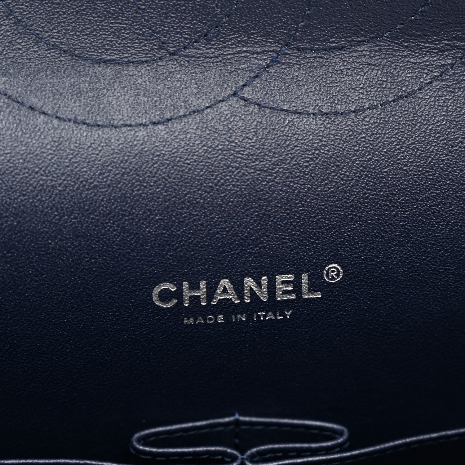 Lambskin Quilted Maxi Double Flap Dark Blue