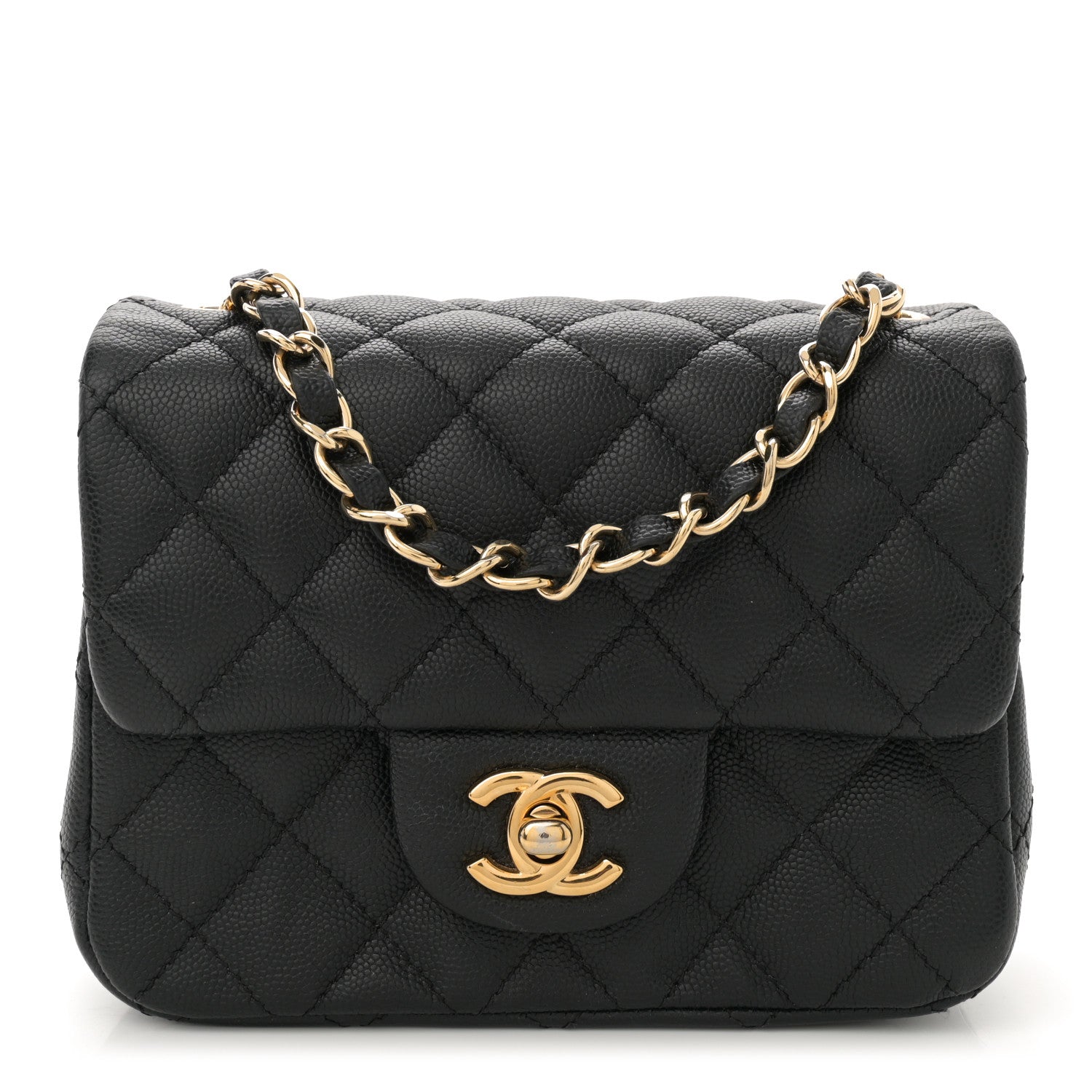 Caviar Quilted Mini Square Flap Black