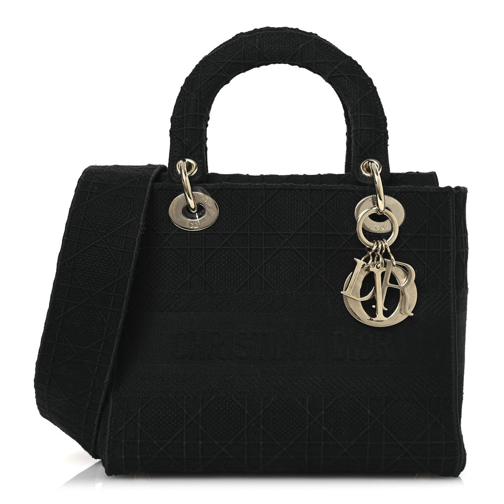 Canvas Embroidered Cannage Medium Lady D-Lite Black