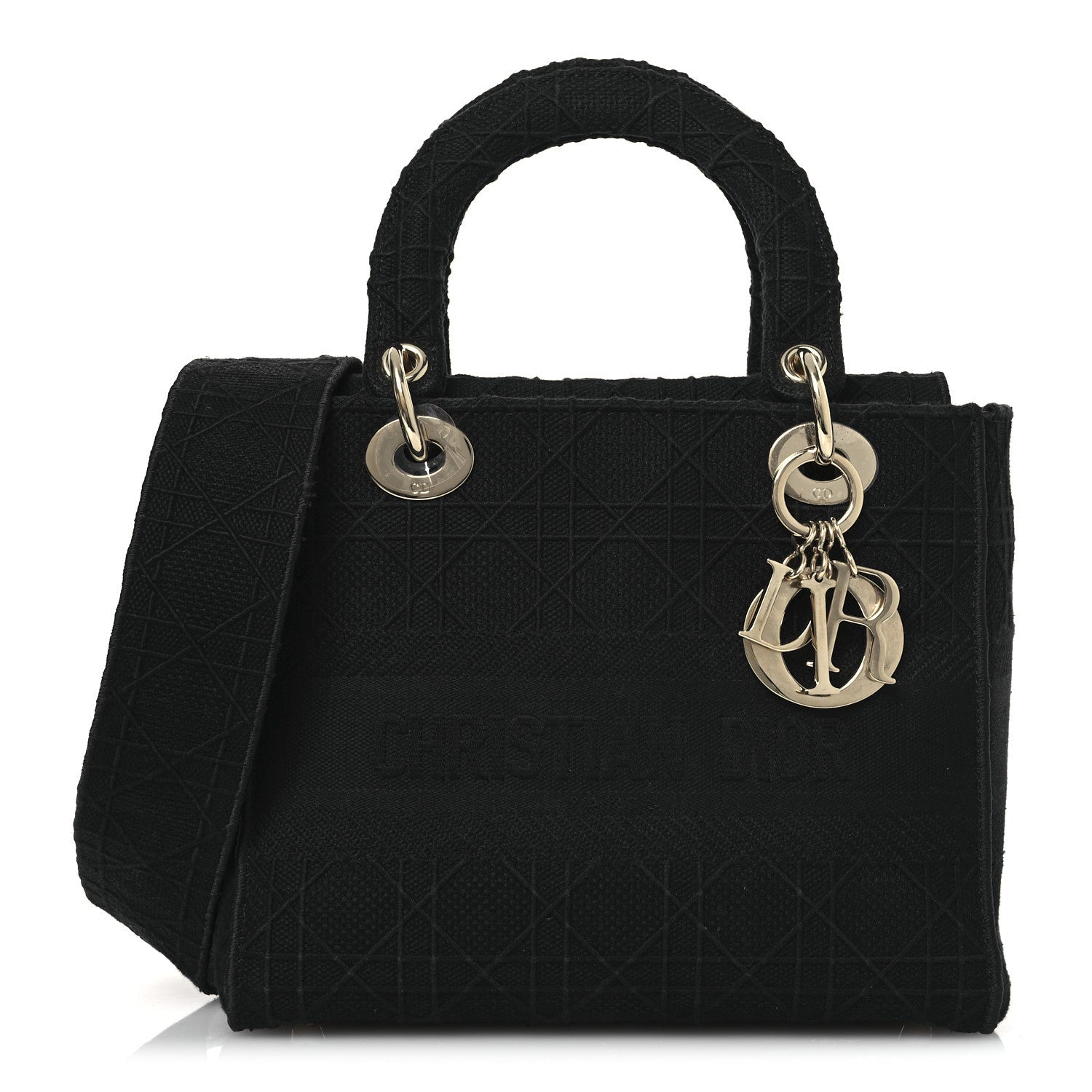 Canvas Embroidered Cannage Medium Lady D-Lite Black