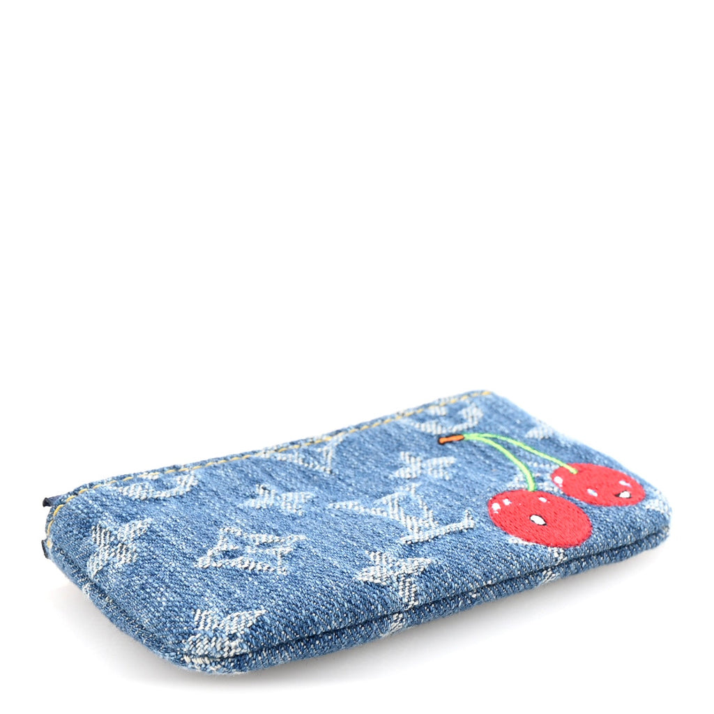 LV X TM Monogram Denim Cerises Key Pouch Blue