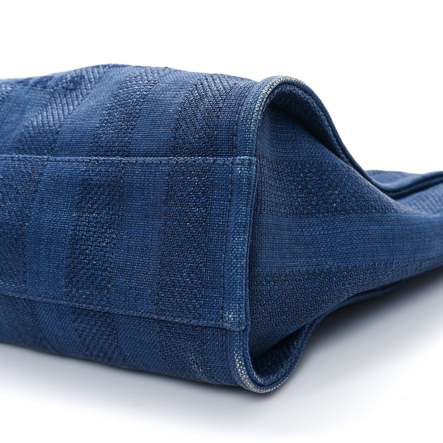 Mixed Fibers Striped Small Deauville Tote Navy Blue