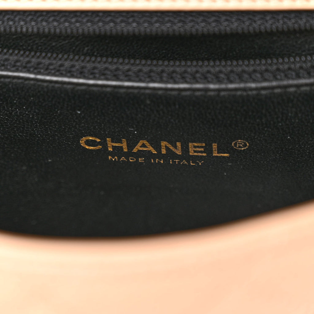 Caviar Quilted Small CC Filigree Flap Beige Black