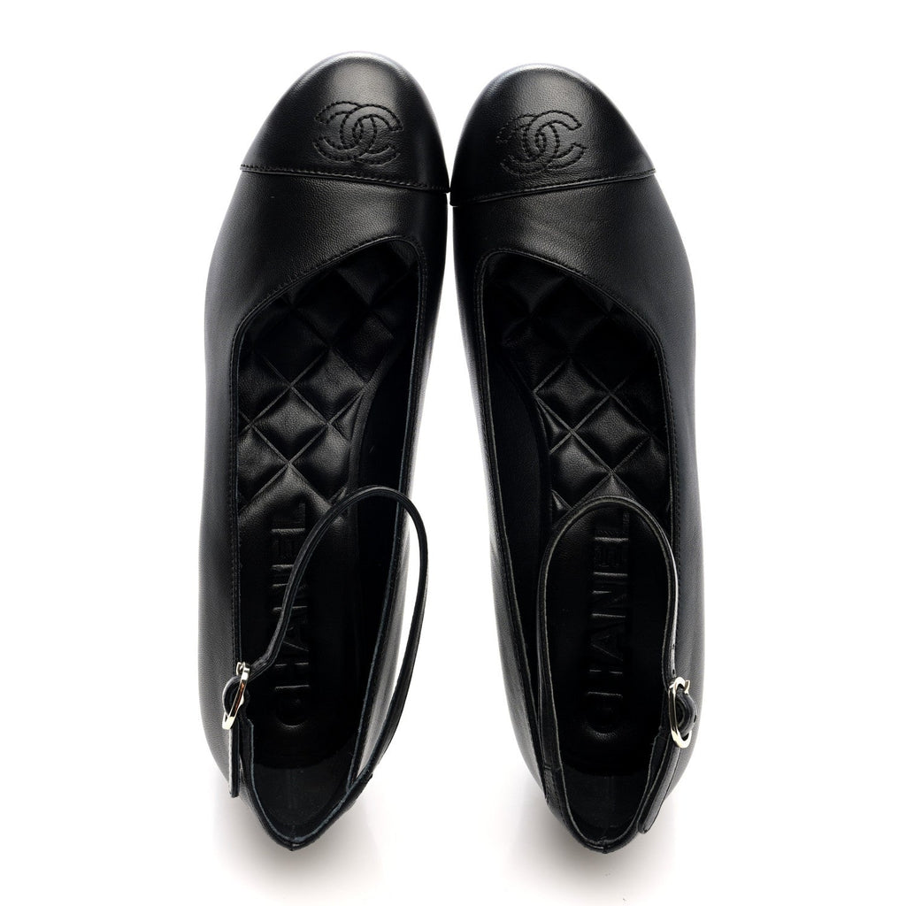 Lambskin Cap Toe Mary Jane Pumps 38 Black