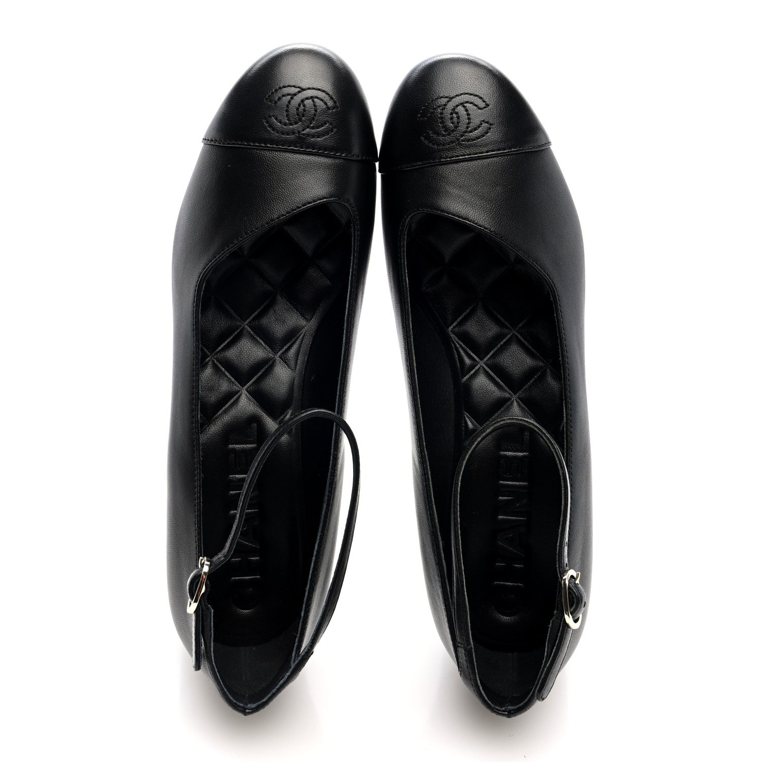 Lambskin Cap Toe Mary Jane Pumps 38 Black