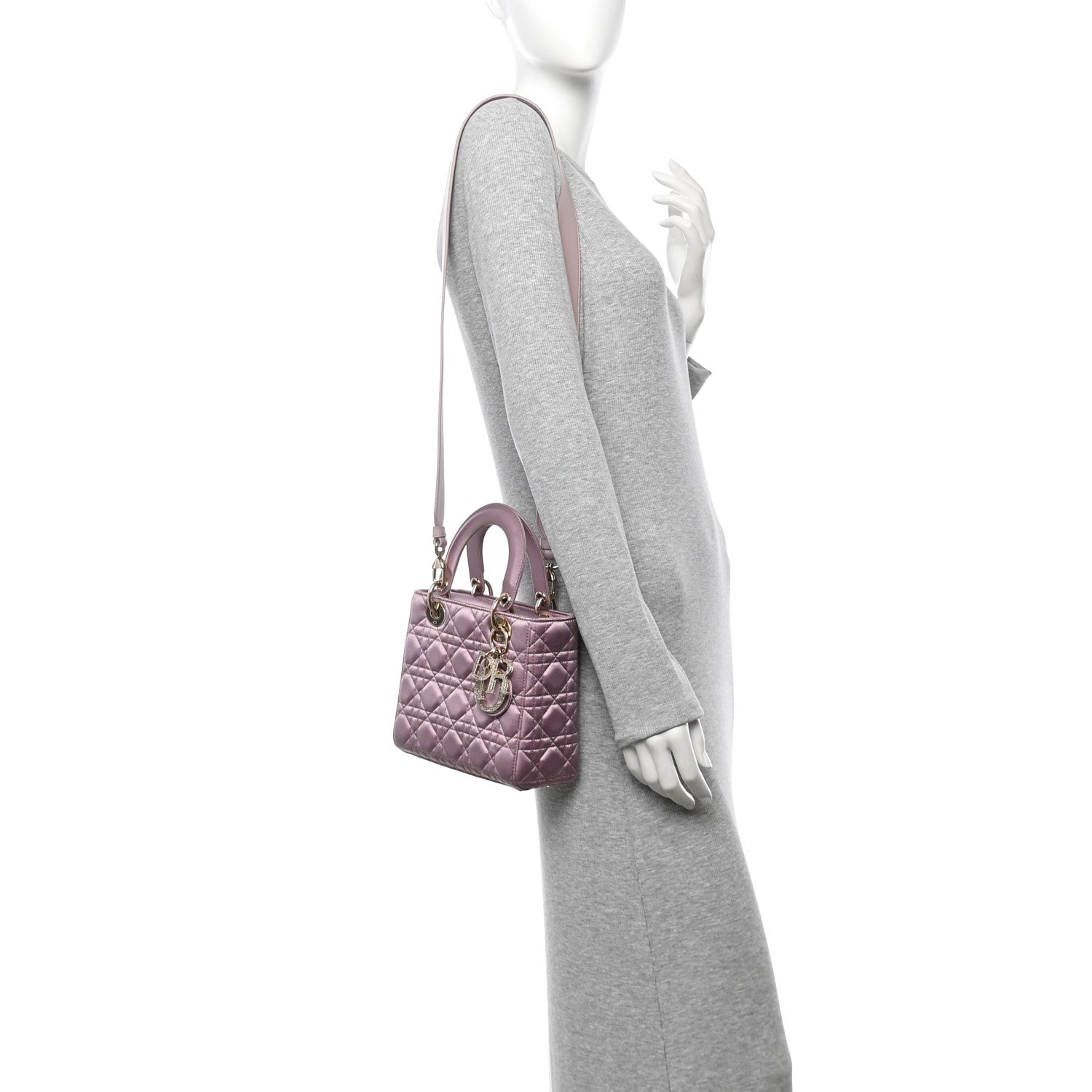 Satin Swarovski Crystal Cannage Small My ABC Lady Dior Pink