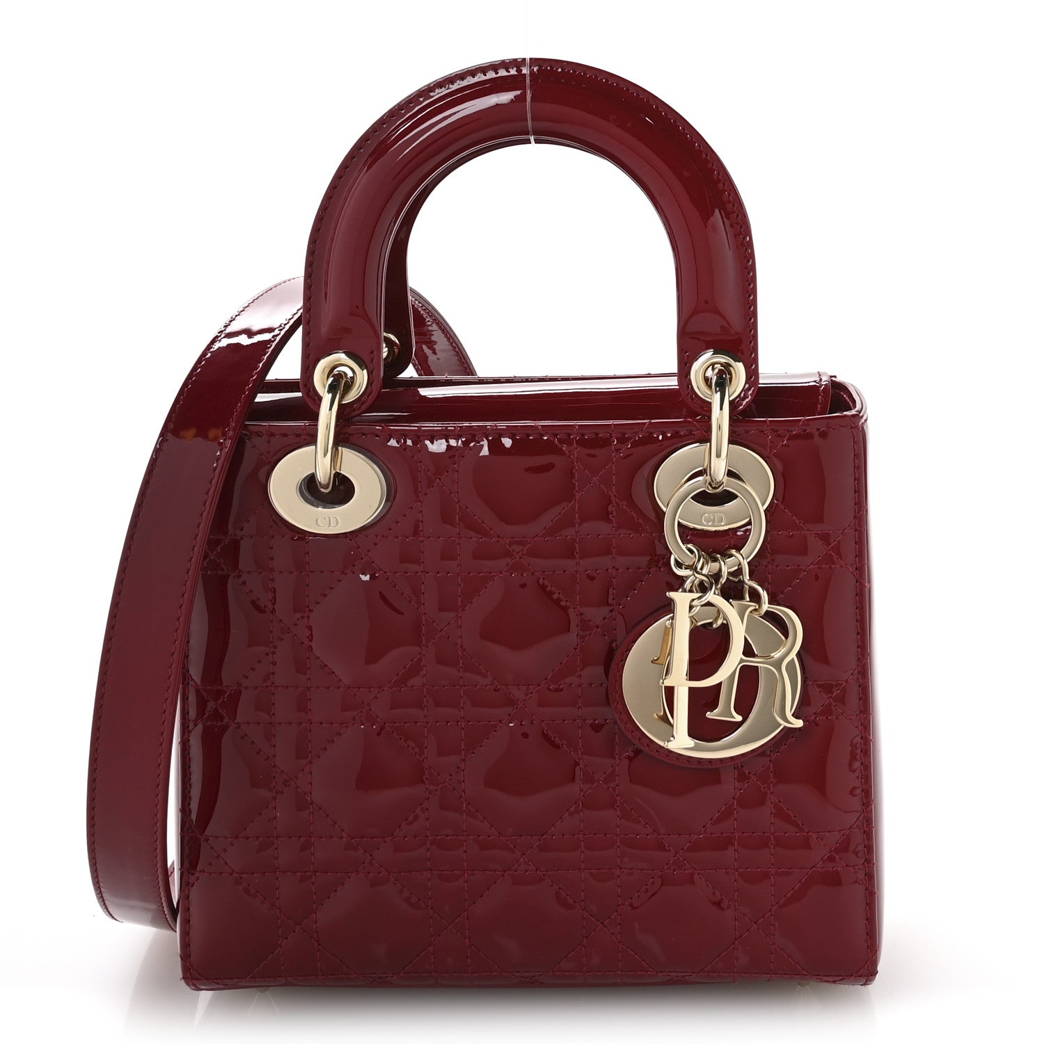 Patent Cannage Small Lady Dior Cherry Red