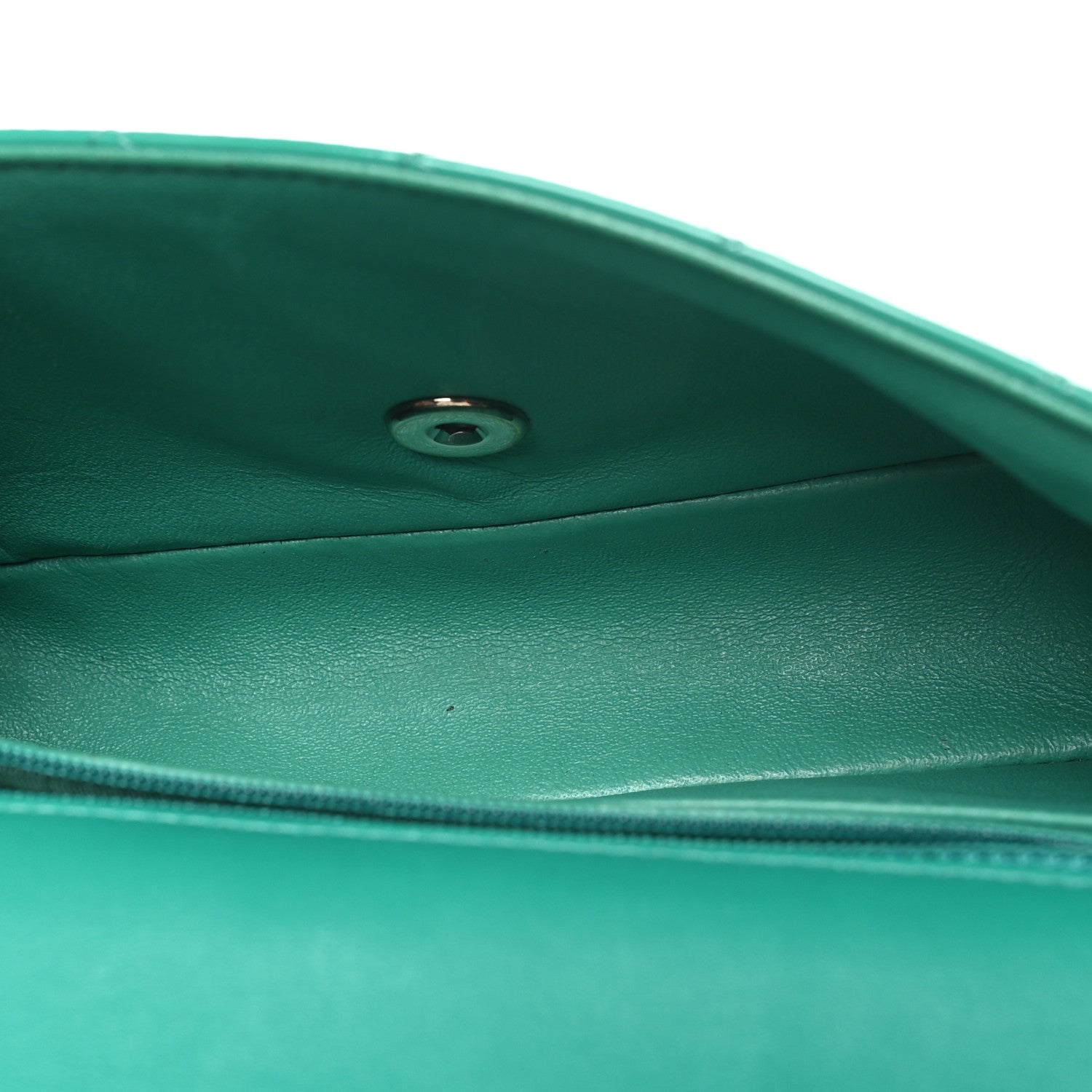 Patent Calfskin Quilted Mini Rectangular Flap Green