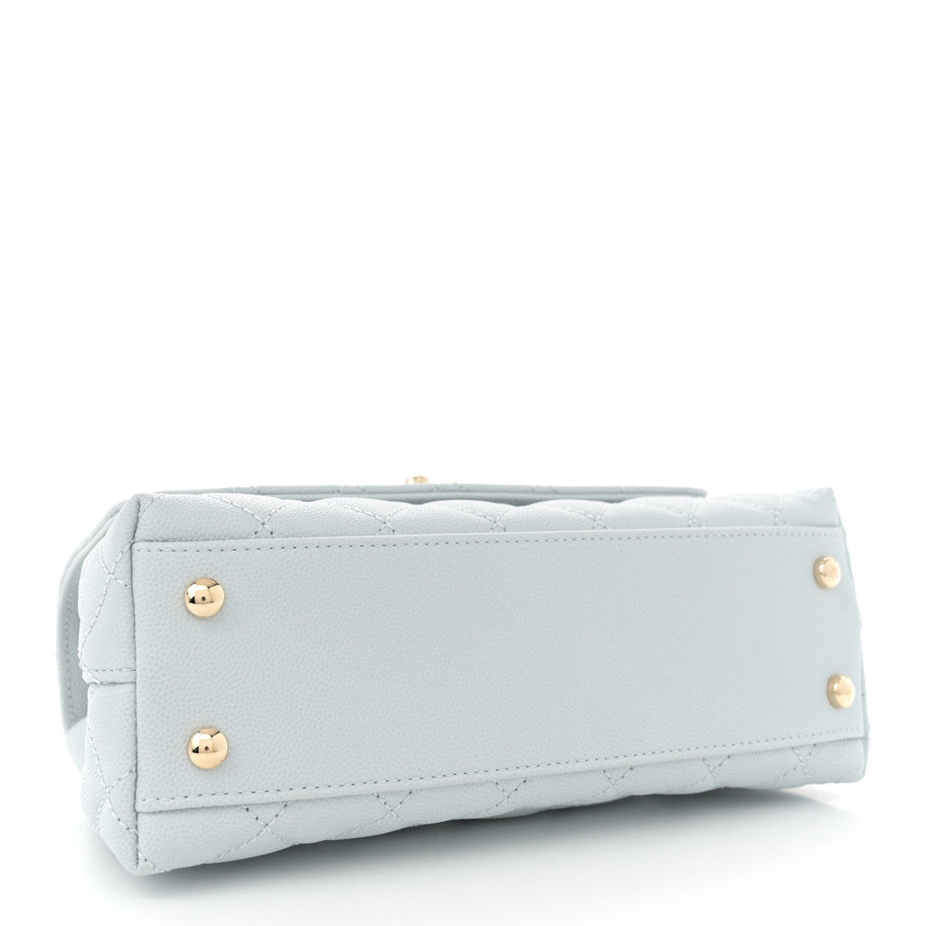 Caviar Quilted Mini Coco Handle Flap Light Blue