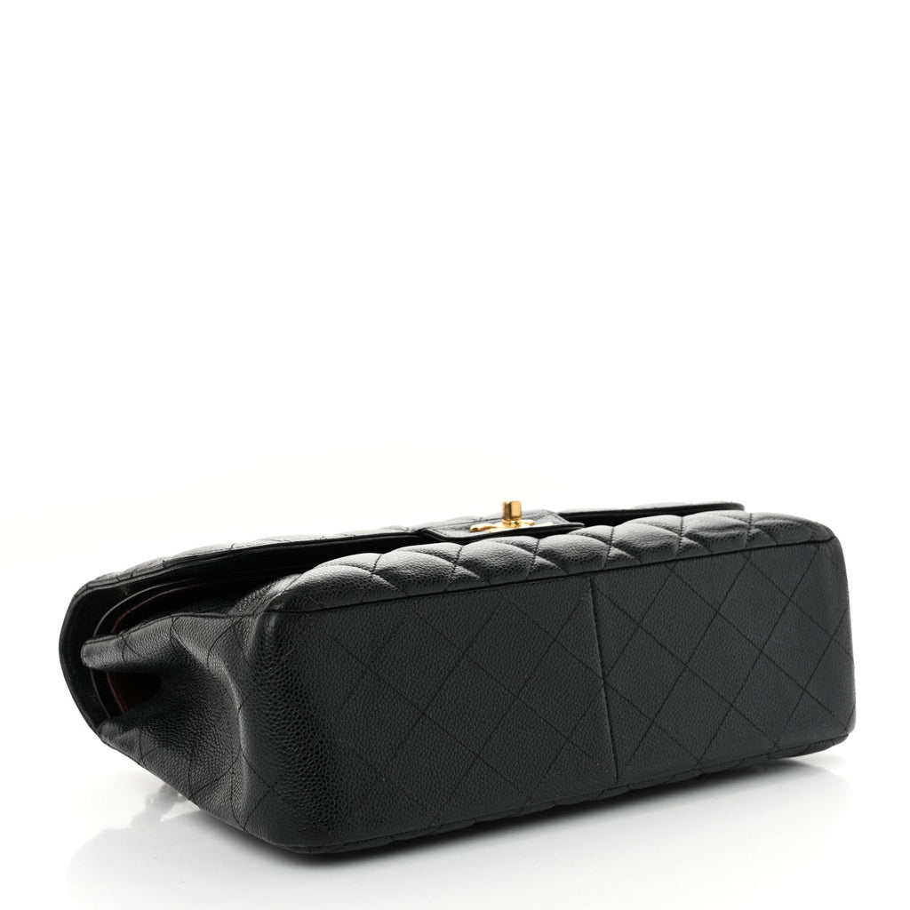 Caviar Quilted Jumbo Double Flap Black