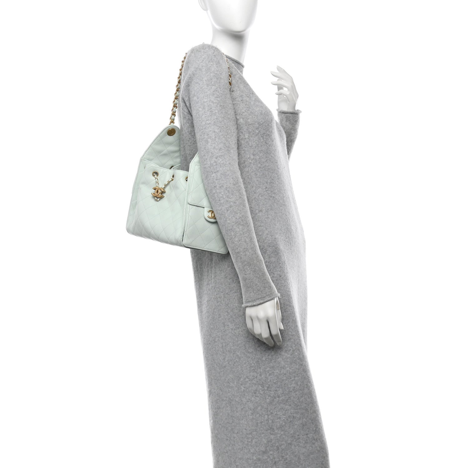 Caviar Quilted Small Chanel 25 Handbag Light Green