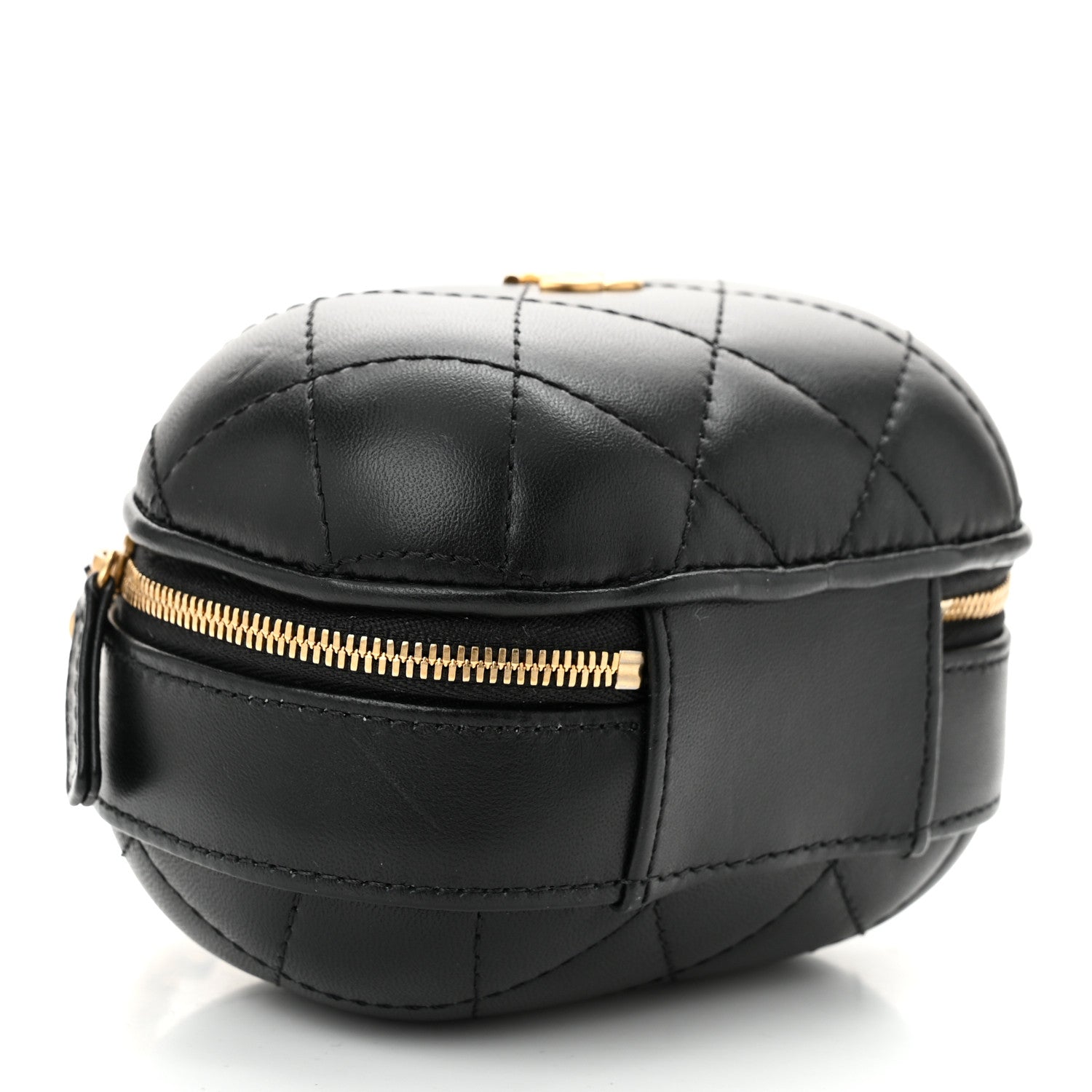 Lambskin Quilted Small CC Bubble Vanity Case With Chain Black