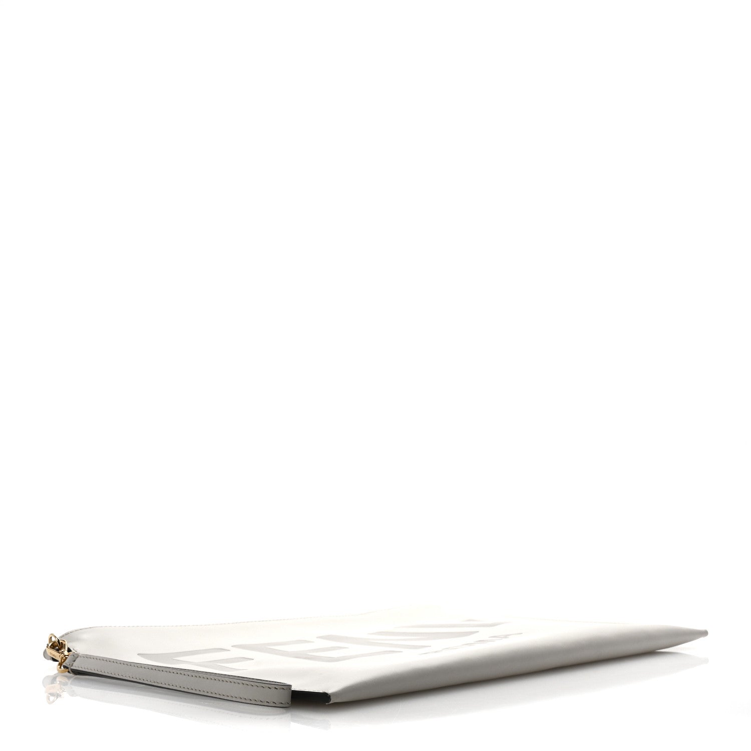 Vitello King Logo Embossed Large Flat Pouch White Ice
