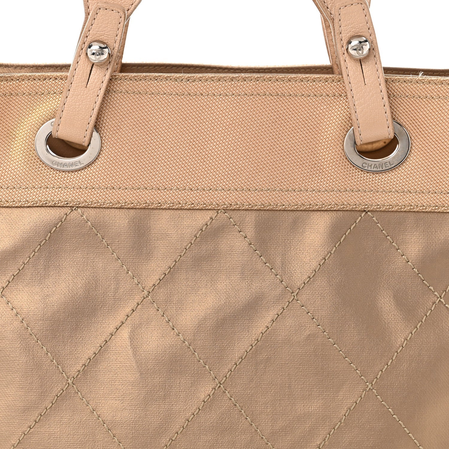 Metallic Coated Canvas Large Paris Biarritz Tote Gold