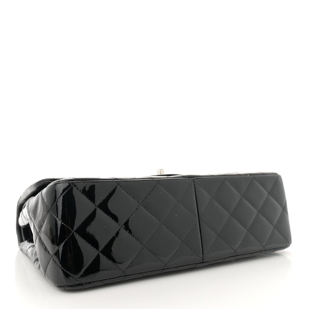 Patent Quilted Jumbo Double Flap Black