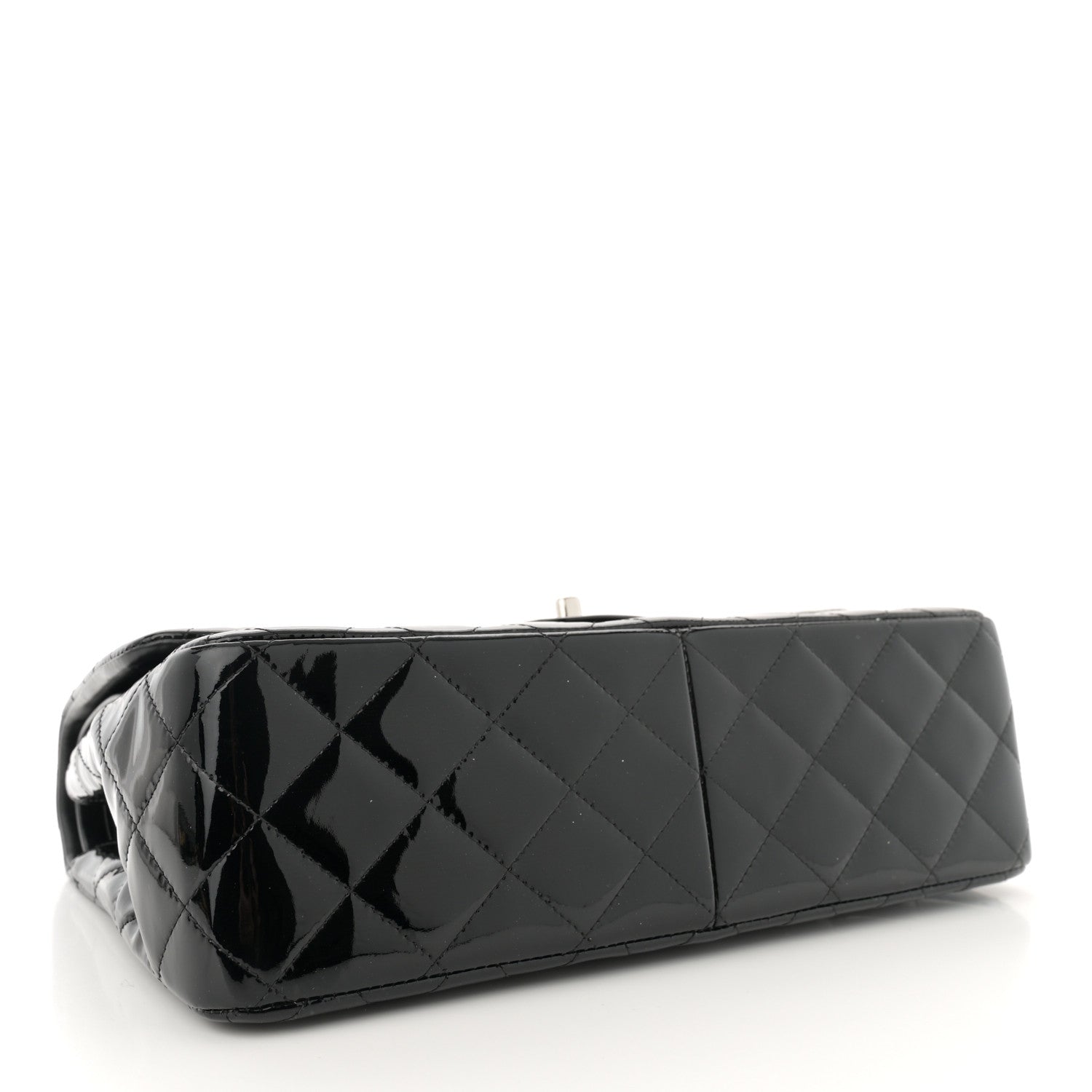Patent Quilted Jumbo Double Flap Black