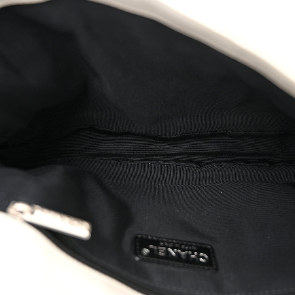 Calfskin Quilted Medium Chain Me Flap White