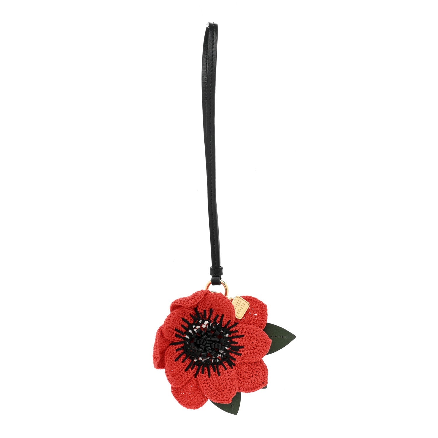 Soft Calf Crochet Trick Bag Charm Rosso