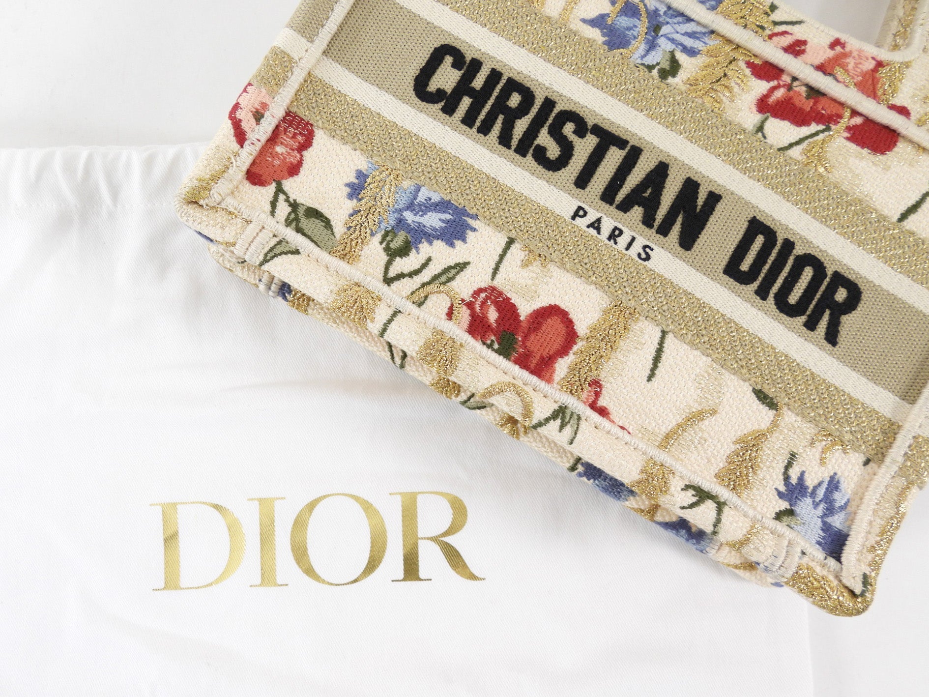 Christian Dior Mini Hibiscus Embroidered Floral Book Tote Bag