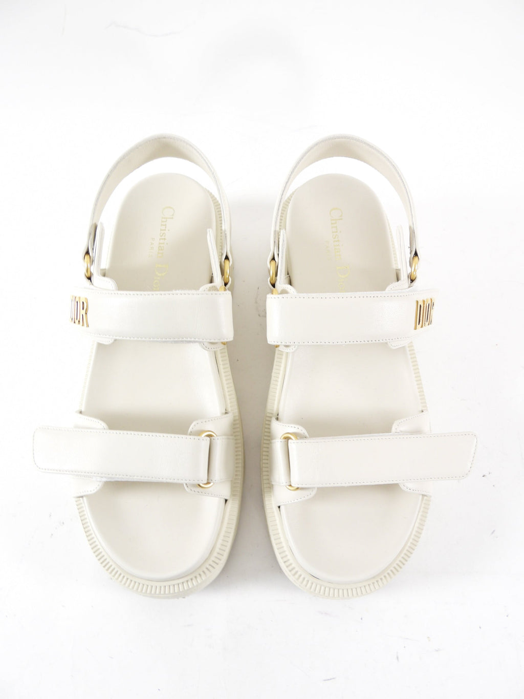 Christian Dior Ivory Leather Dioract Platform Sandals - 39