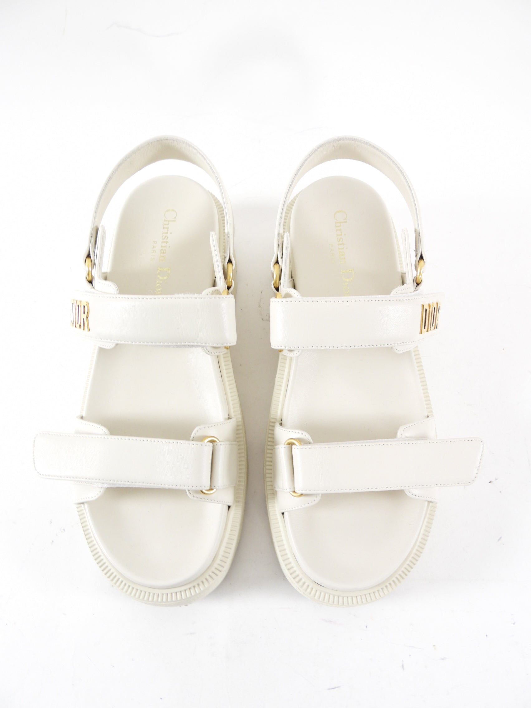 Christian Dior Ivory Leather Dioract Platform Sandals - 39