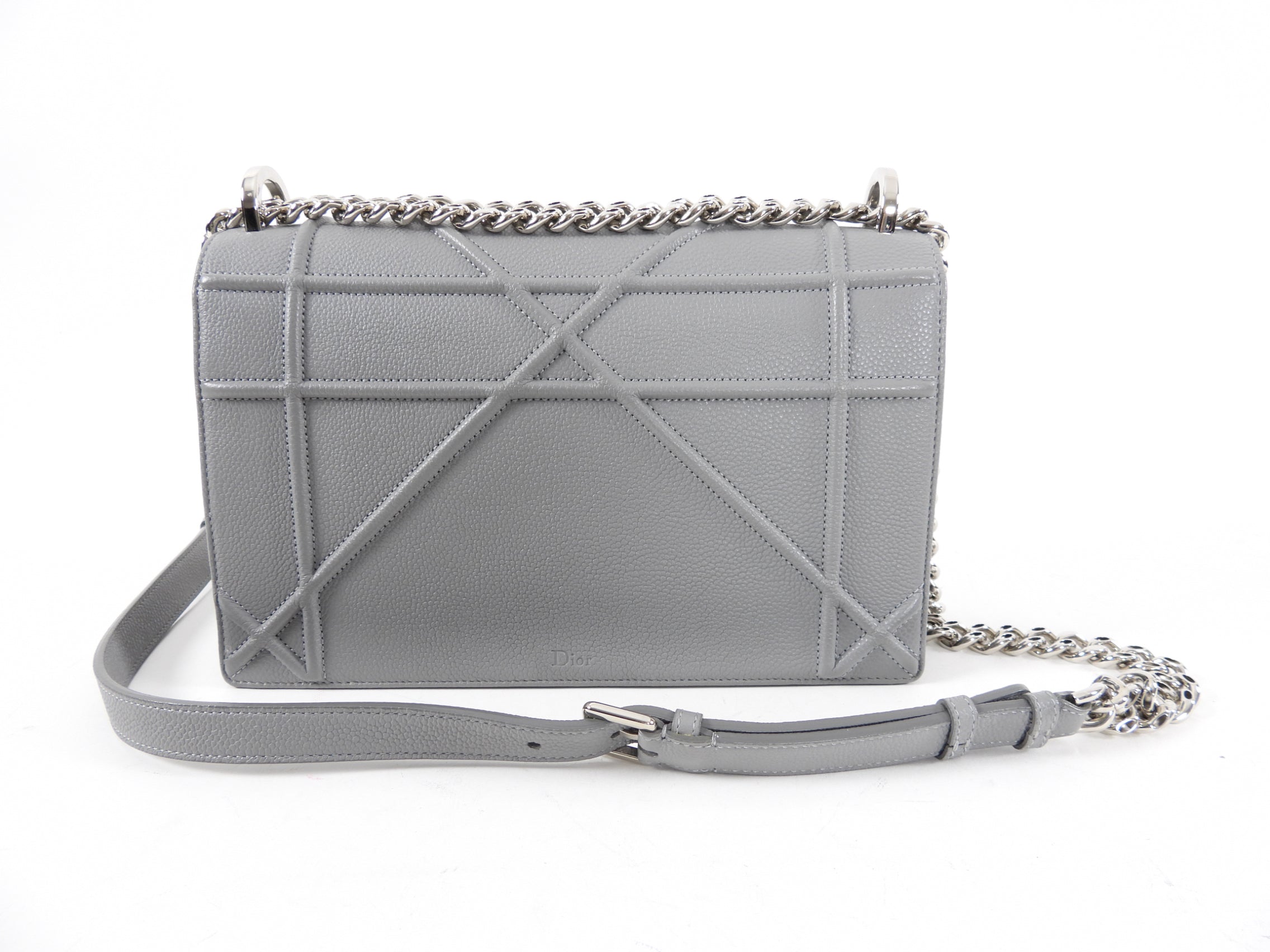 Dior Medium Grey Leather Diorama Flap Bag