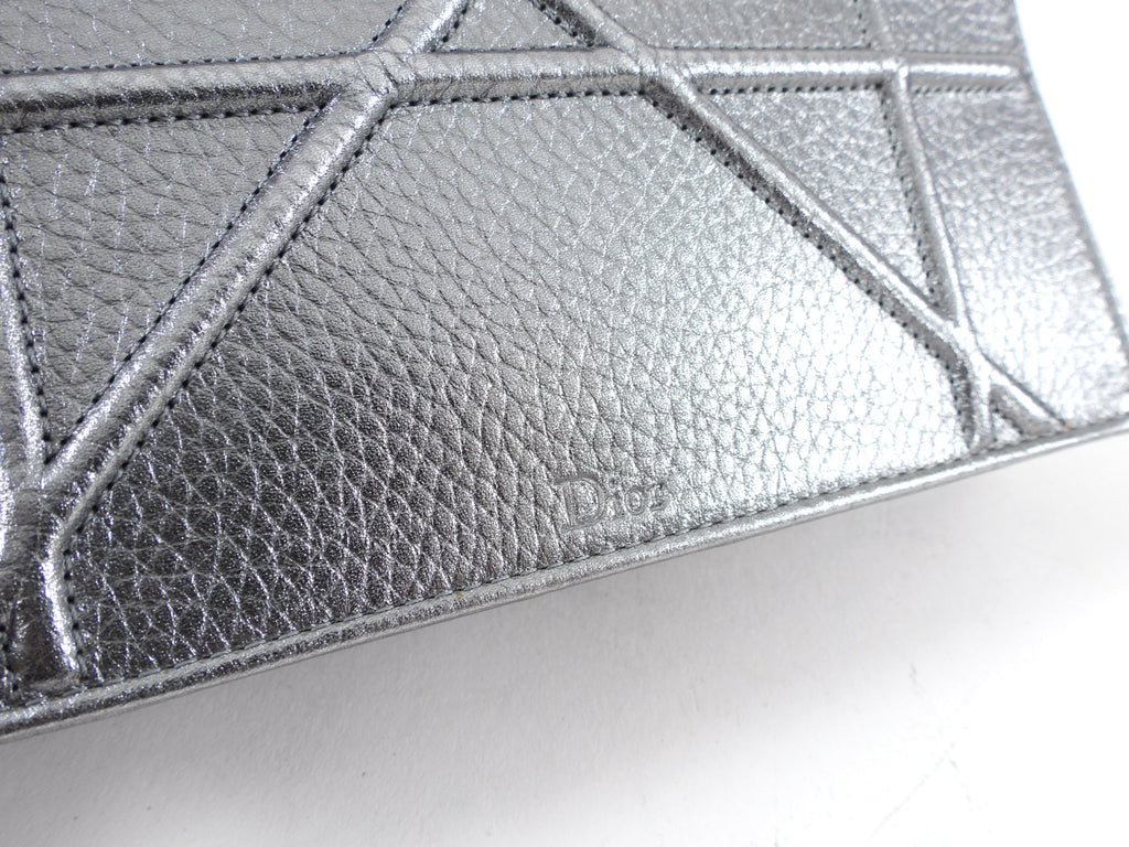 Diorama Metallic Grey Silver Calf Crossbody Wallet on Chain Bag